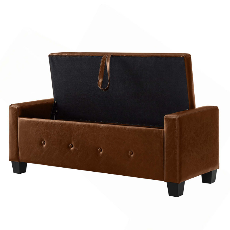 Banc capitonné rembourré avec rangement spacieux pour le salon de la chambre à coucher, couloir polyvalent, facile à assembler et à nettoyer
