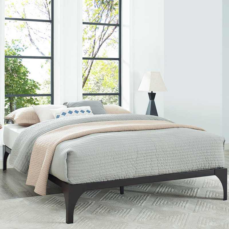 Ollie Steel Slatted Bed Frame, Full, Silver