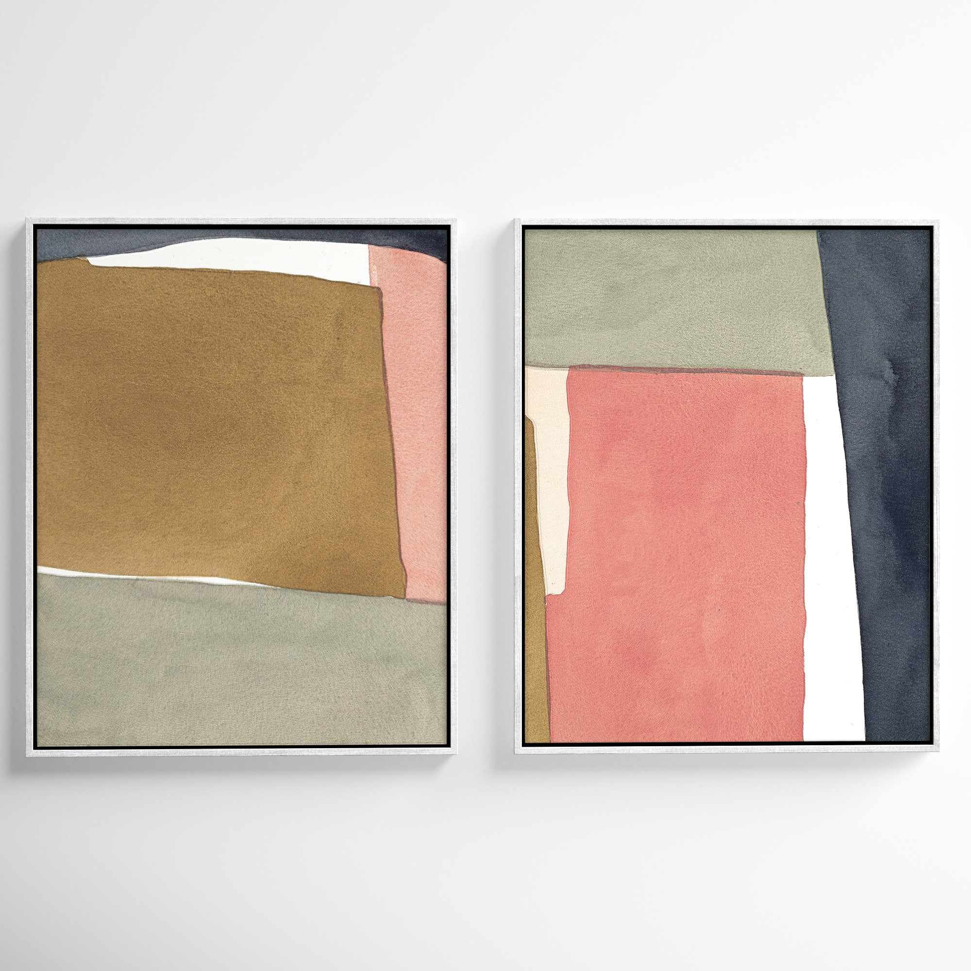 Natual Pink Set Of 2 by Julia Balfour, White, Picture Framed Canvas, 30" H x 24" W