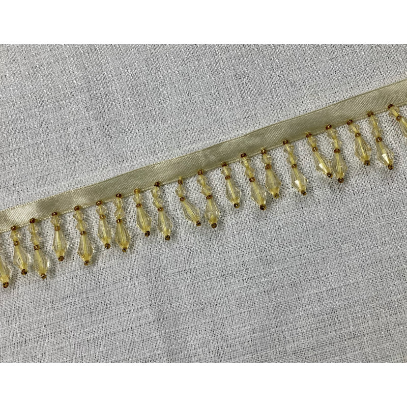 Crystal Beaded Fringe 1.5" Width Trim Handmade, Gold