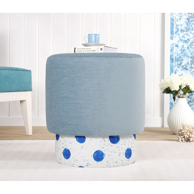 Pouf élégant pour salon moderne, 50% coton / 50% lin, 18,1 po de hauteur x 16,9 po de diamètre | 35 éponges orthopédiques 35 avec une épaisseur de 2,4 po | Parfait pour les sièges et les repose-pieds, design confortable et chic