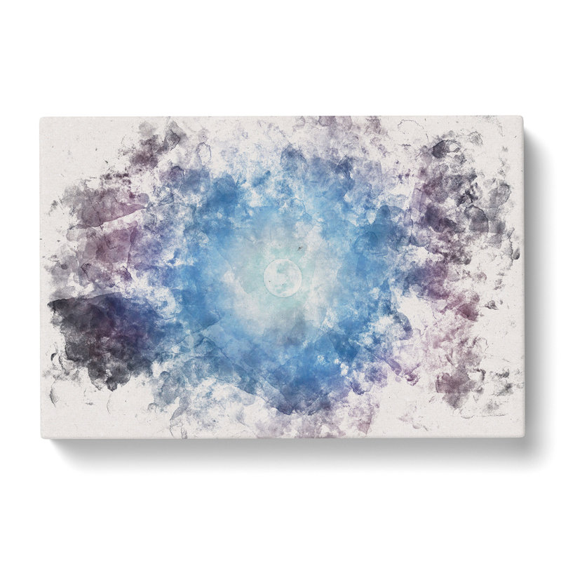 Moon In The Sky Watercolour - Wrapped Canvas Print, 35cm H x 50cm W x 3cm D