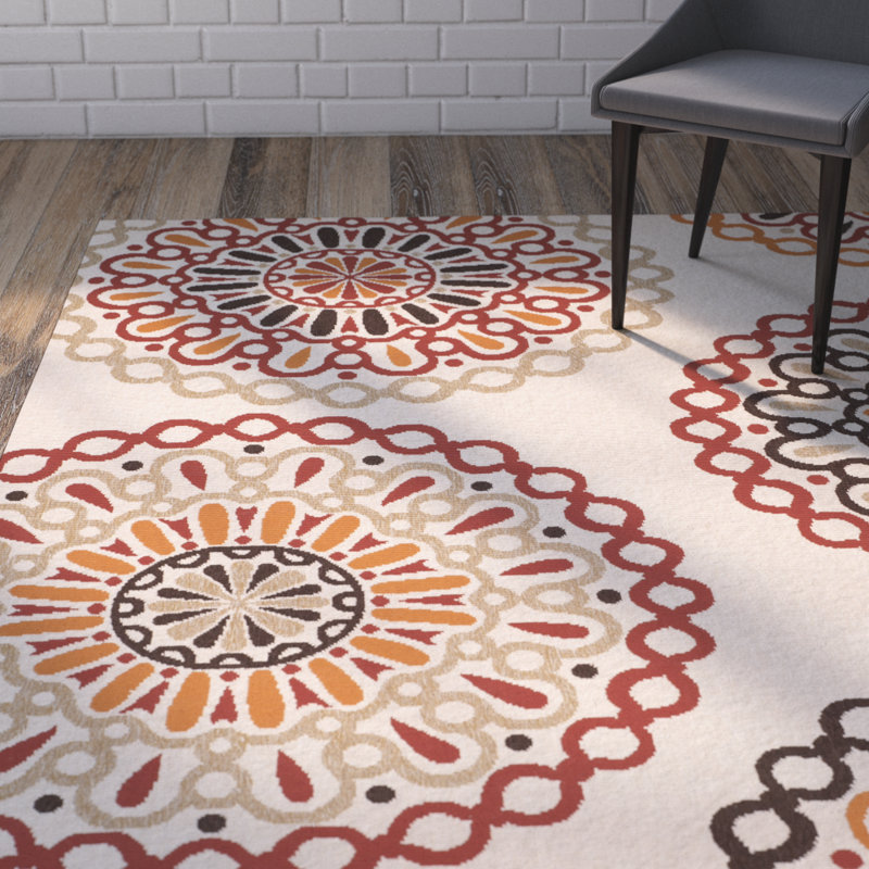 Tapis d'intérieur / extérieur à motif floral Centeno Performance, Rectangle 4 pi x 5 pi 7 po