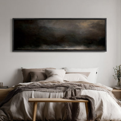 Extra Large Moody Abstract Dark Horizon Framed Canvas Print Wall Art