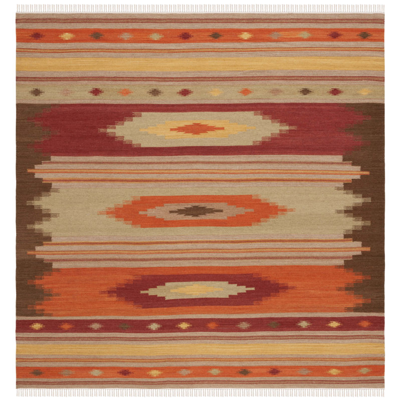 Bennett Hand Woven Wool Southwestern Rug, Square 7'