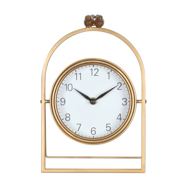 Horloge de table décorative ENDORDAKA, horloge de bureau vintage en fer forgé avec oiseau, horloge analogique silencieuse (sans tic-tac), horloge de foyer rétro en métal pour salon, chambre, étagère, décoration intérieure, fonctionne à piles
