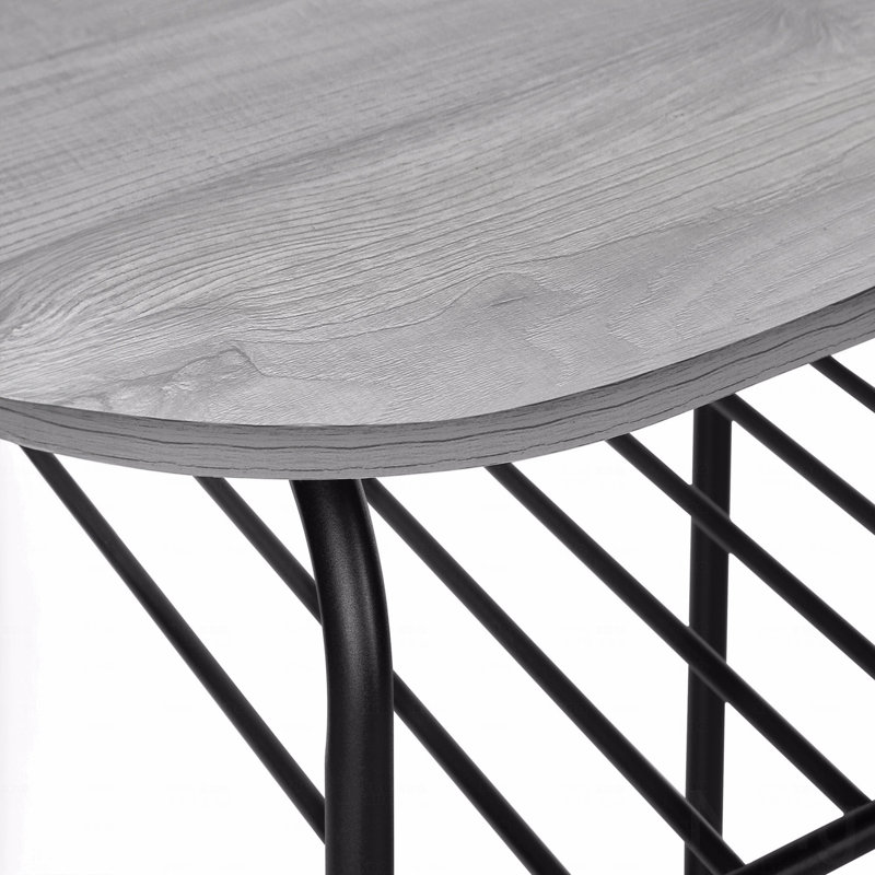 Ensemble de table de salle à manger, 3 pièces, petit, L 32 po, Noir, Noir, Gris