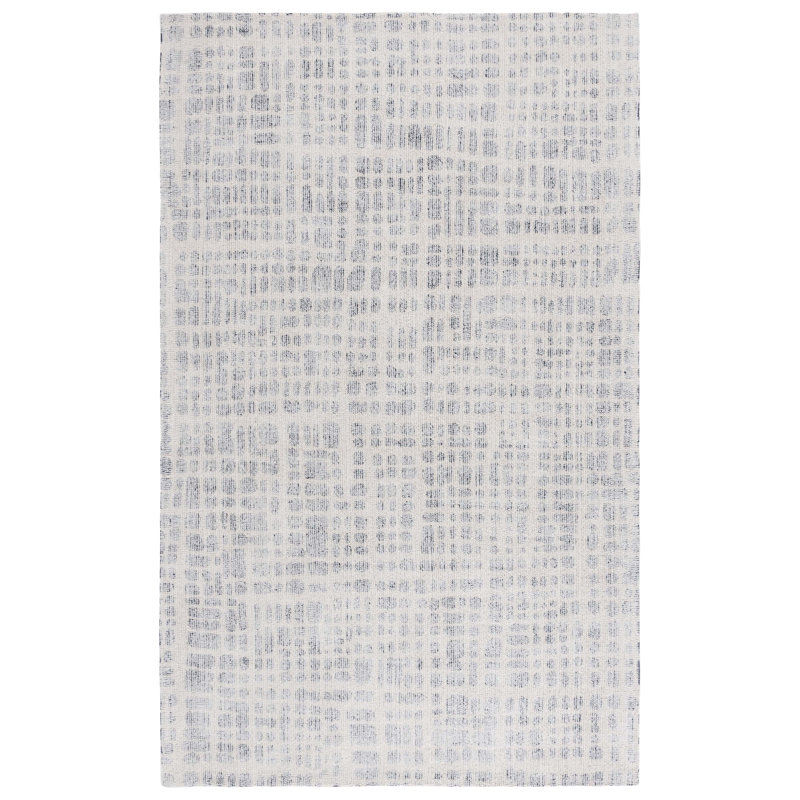 Restoration Vintage 902 Hand Tufted Cotton/Polyester Abstract Indoor Use Only Rug in Navy/Ivory, Rectangle 4' x 6'