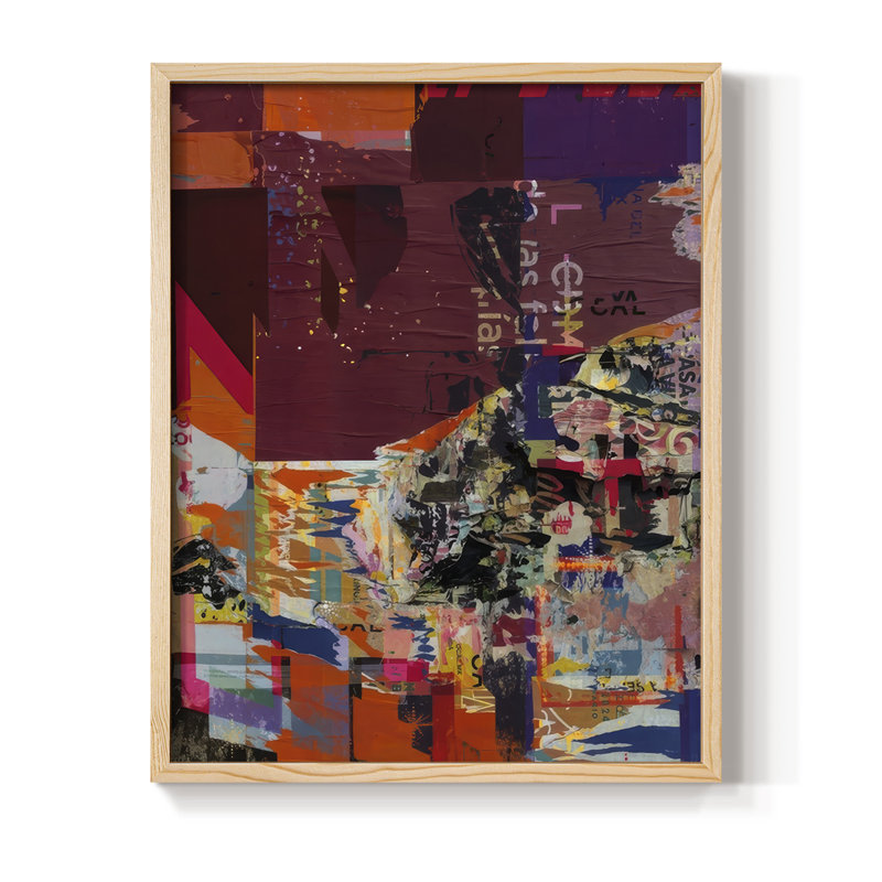Wheatpaste Shrine II Framed Print - Solid Wood, Natural, 15" H x 12" W