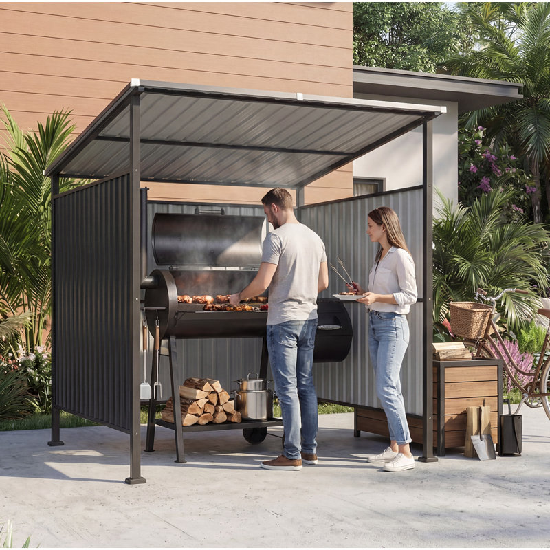 6x6 Ft Outdoor Metal Bike Shelter, Durable Tool Storage Shed