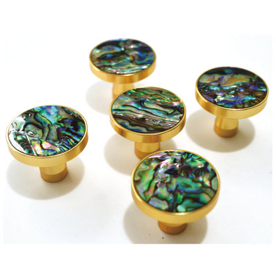 Boutons de commode/poignées de meuble en nacre d'ormeau (lot de 2)