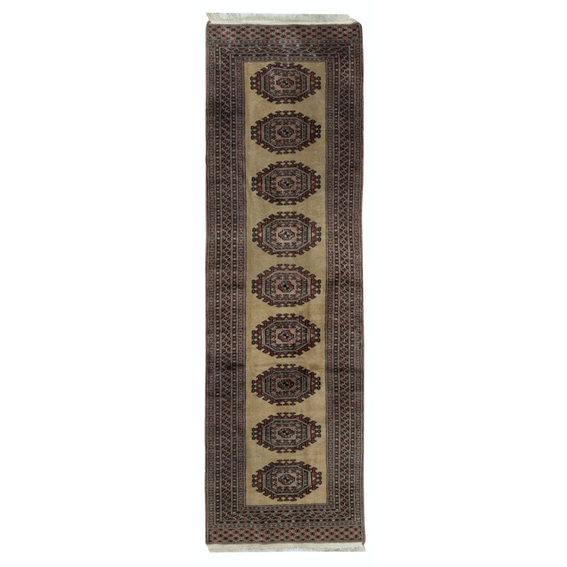 Tapis de couloir turc rétro, velours en laine sur base en coton