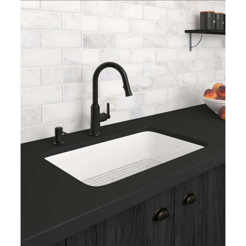Trattoria™ Solstice Pull Down Single Handle Kitchen Faucet with Boomerang Fully Retractable Spray Technology, Black