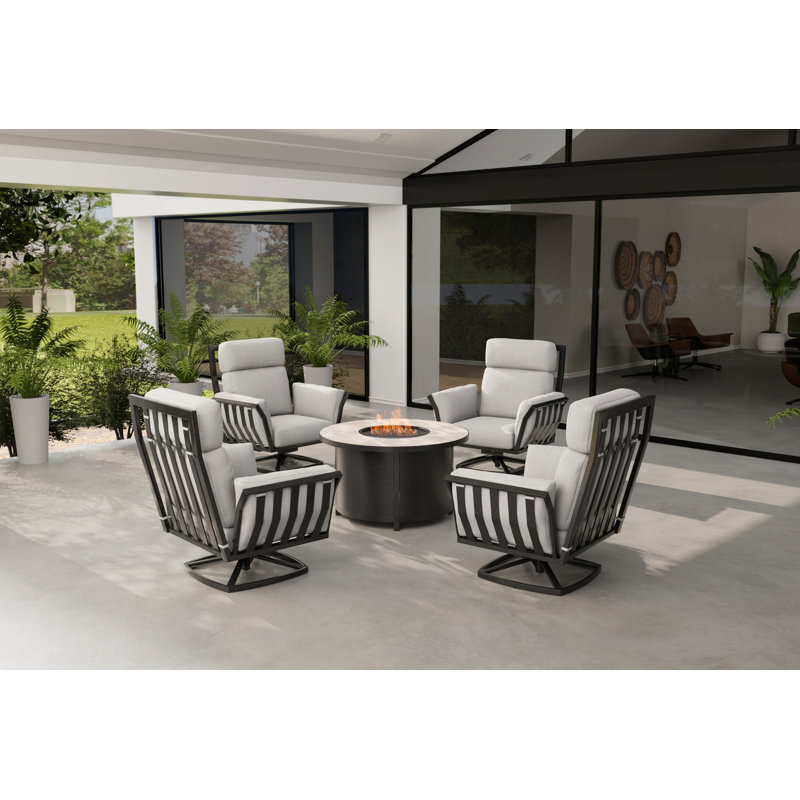 Aris Outdoor Rocker Chair, Graphite, Alcazar Redwood