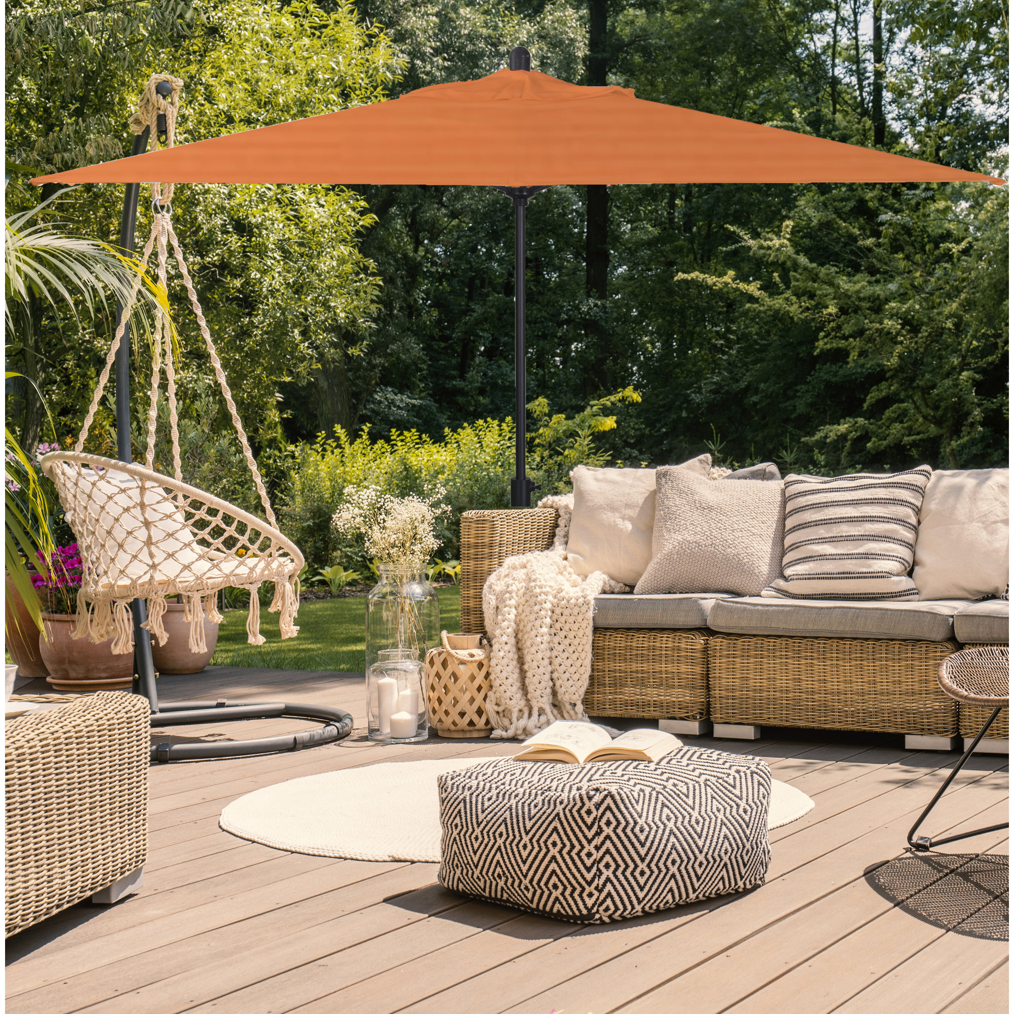 Olivier 116.7'' Outdoor Umbrella, Canvas Tuscan Sunbrella® Canvas, Black Sapphire