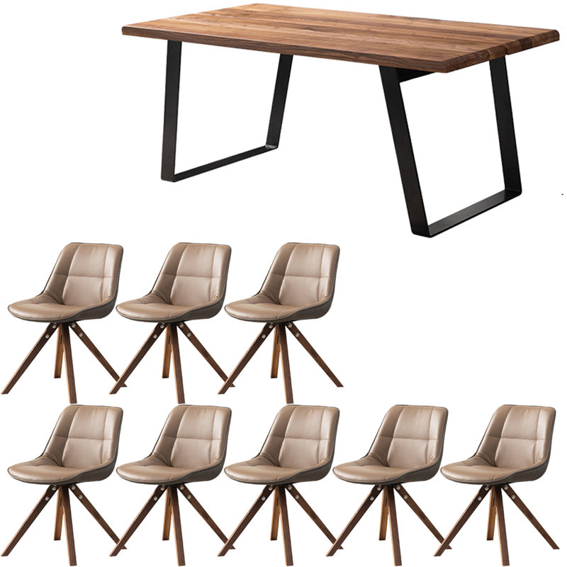 Ensemble de table de salle à manger en bois massif de style nordique, H 29,5 po x L 82,6 po x l 39,3 po