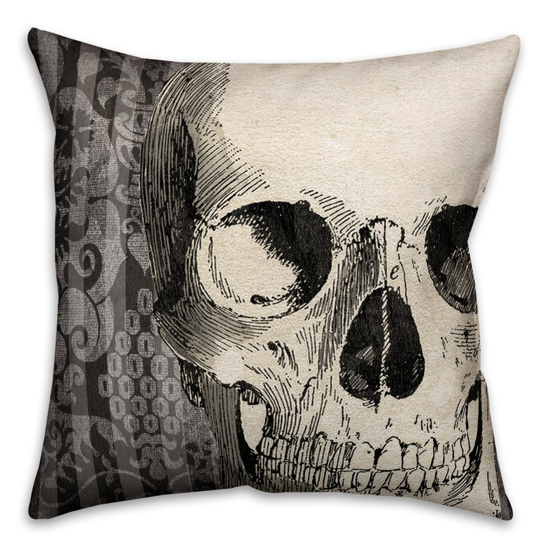 Skeleton's Head Throw Pillow, Indoor