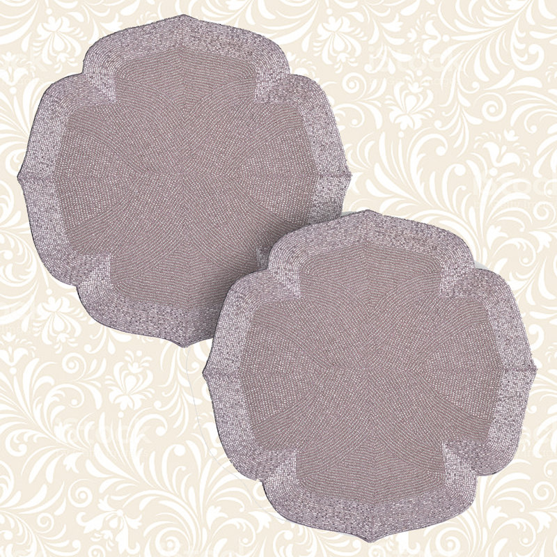 Ensemble de 2 napperons munis de perles rondes Muncy, Mauve
