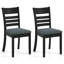 Ensemble de 2 chaises en bois avec structure en bois d'hévéa, dossier à lattes courbé gris foncé-378482953-378482959