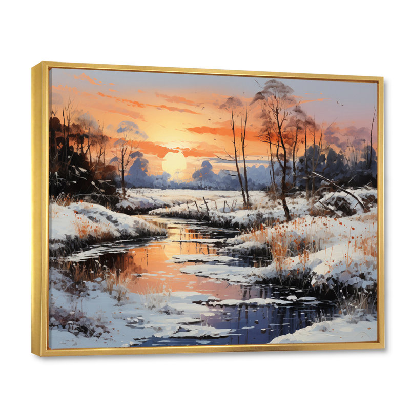 White Winter Harmony II, reproduction d'art sur toile, H 12 po x l 20 po, Cadre flottant doré