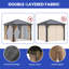 Pavillon de jardin en aluminium 10 x 10 pi avec toit en acier galvanisé, filet et rideaux, pour la cour, la terrasse, la pelouse ou l'extérieur-98478446