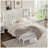 Queen Size Wood Platform Bed with Gourd Shaped Headboard,Retro Style Platform Bed with Wooden Slat Support-505280987