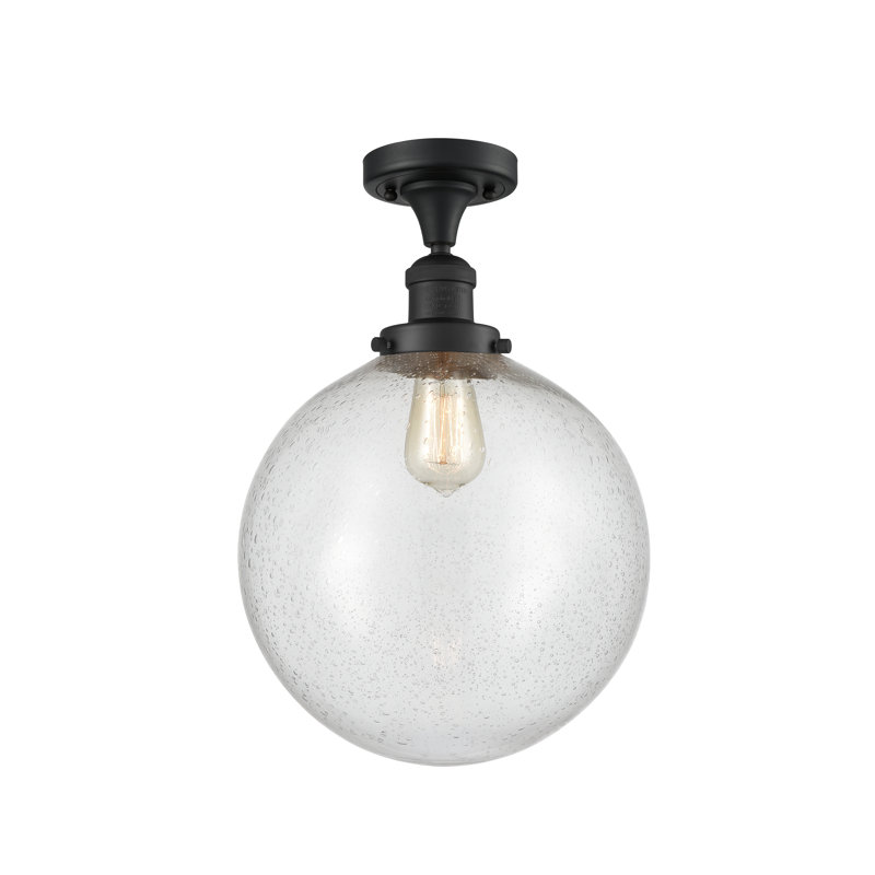 Brislington Glass Semi Flush Mount, No Bulb Included, Seedy, Matte Black