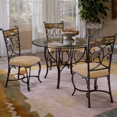 Almat Round Glass Top Metal Base Dining Table