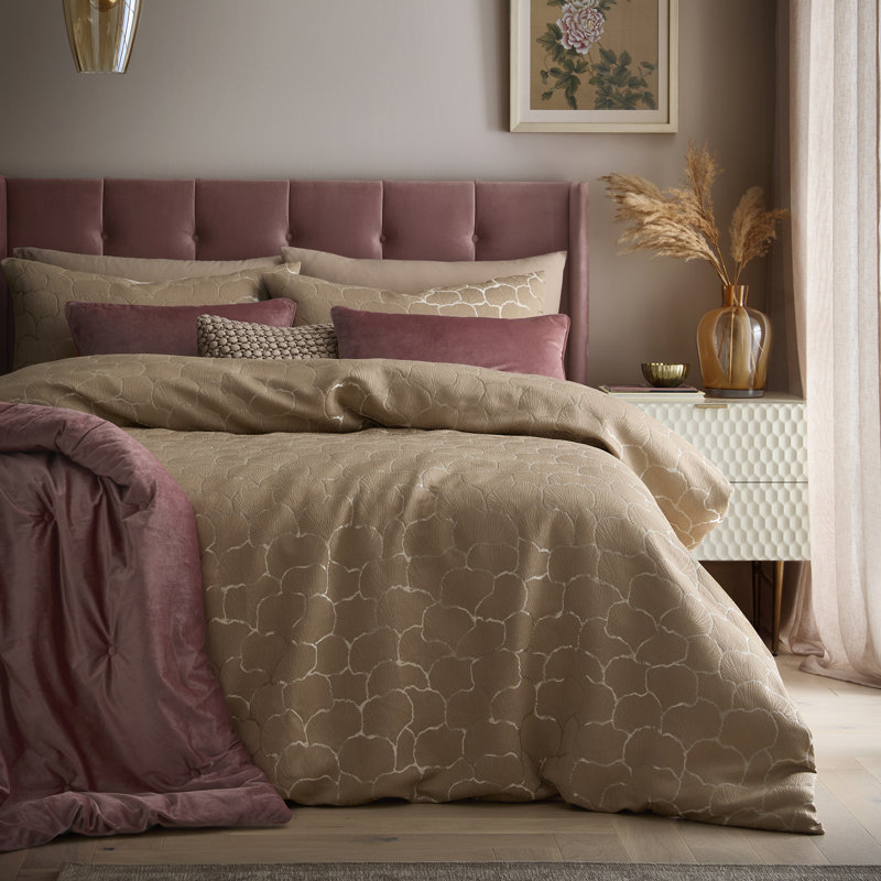 Ginko Jacquard Polyester Floral Duvet Cover Set, Kingsize