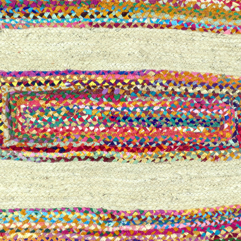 Tapis d'intérieur / extérieur multicolore tissé à la main à motif géométrique, Rectangle 4 pi x 6 pi