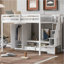 Structure de lit double pleine grandeur avec garde-robe, table de rangement basse et escalier de rangement-107287773