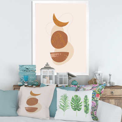 Moon and Sun Shapes in Retro Terracotta Tones I - Cadre photo, reproduction d'art sur toile
