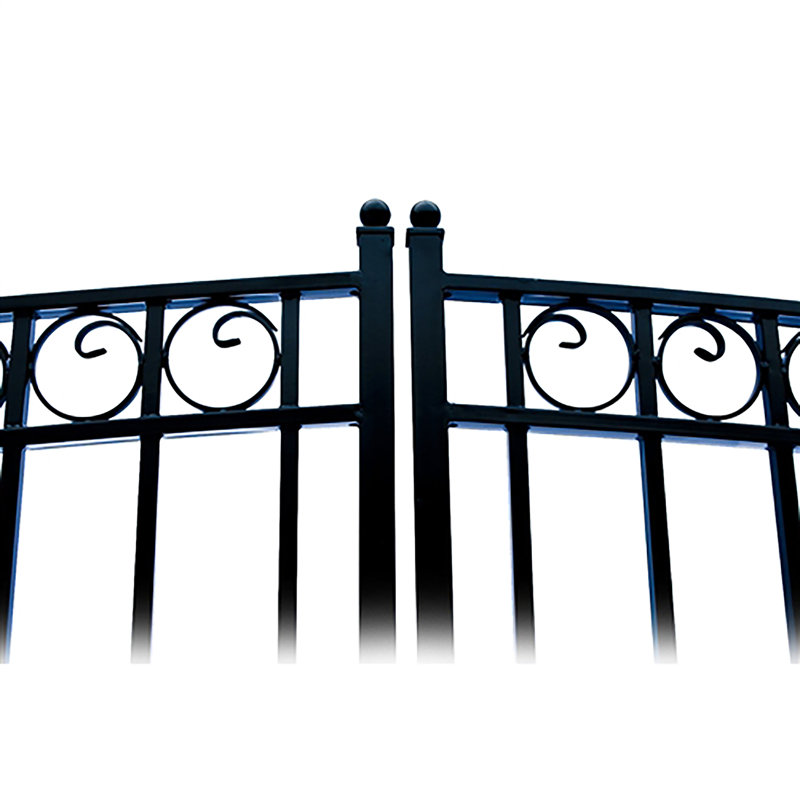Paris Style Black Steel Dual Swing Driveway Gate with Automated Opener Kit