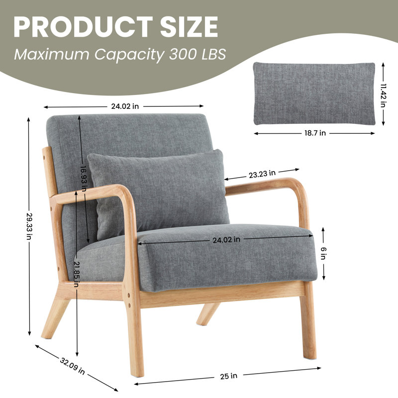 Upholstered Armchair, Dark Grey