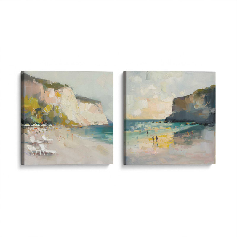 Ensemble 2 pièces Sonata sur toile Seascape par Azure Artisanal Studio, Toile tendue, H 24 po x l 48 po x P 1,25 po