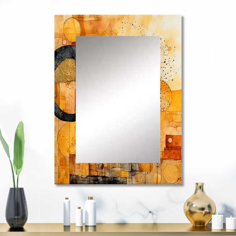 «Escape To Serenity Vintage Gold Watercolor», miroir mural géométrique, miroir décoratif moderne, impression d'art en métal