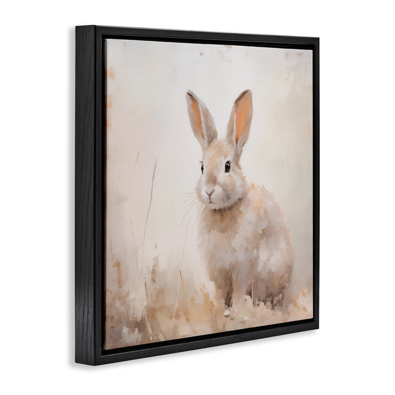  «Neuing Gazing Bunny» par Arlington Prints, H 25 po x l 25 po, Cadre flottant noir de jais
