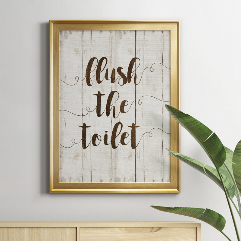 «Flush The toilettes», art textuel sur toile, Or, H 22,5 po x l 30,5 po x P 1,5 po