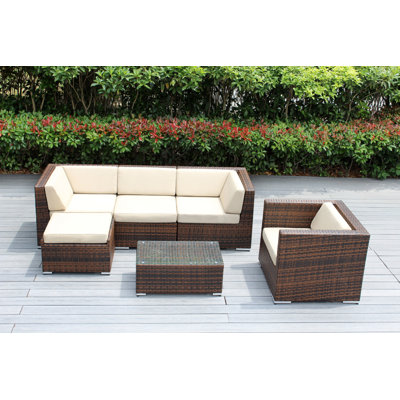 Lumini Wicker 5 - Person Seating Group with Cushions - No Assembly