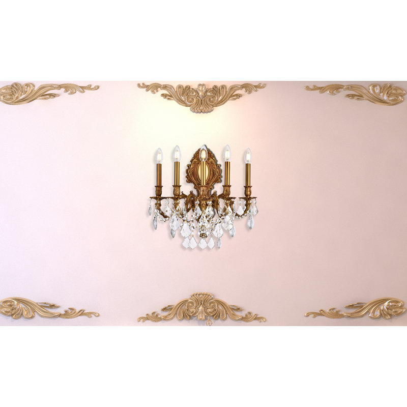 Aadyn Candle Wall Light, Crystal (Clear) / Royal Cut, French Gold