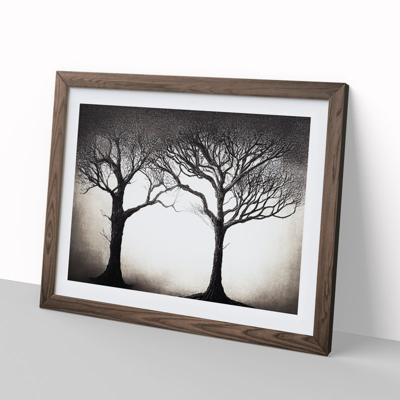 Eye Catching Trees - Single Picture Frame Painting, 46cm H x 64cm W x 2cm D, Walnut