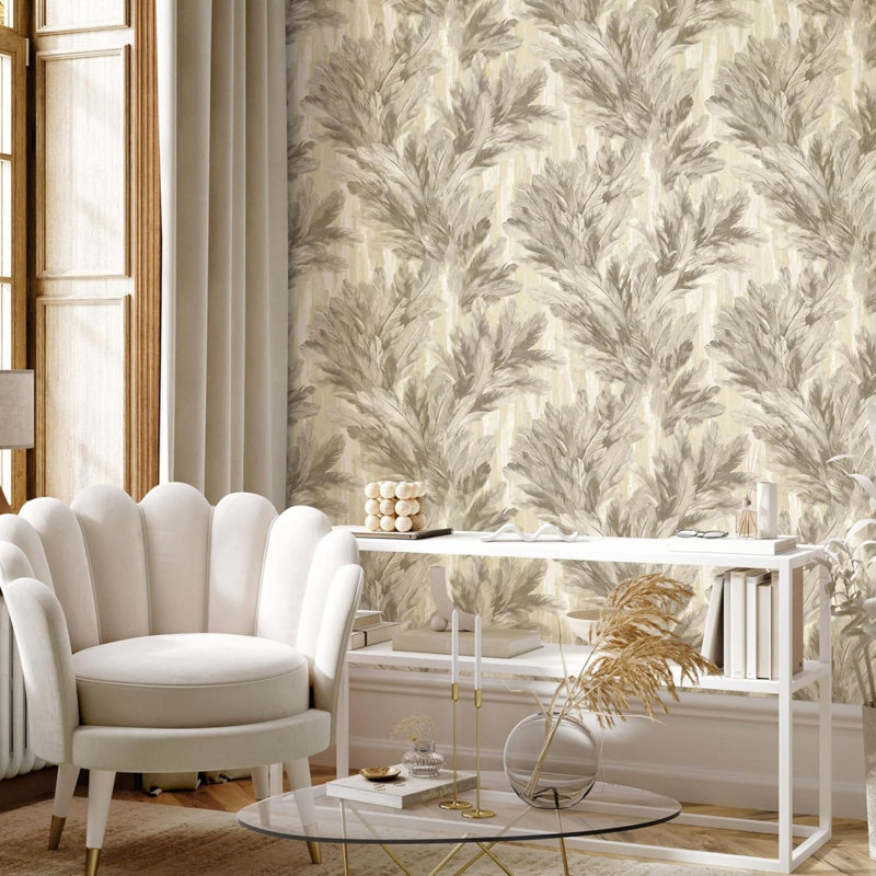 Feather Heavyweight Vinyl Wallpaper, Natural Beige