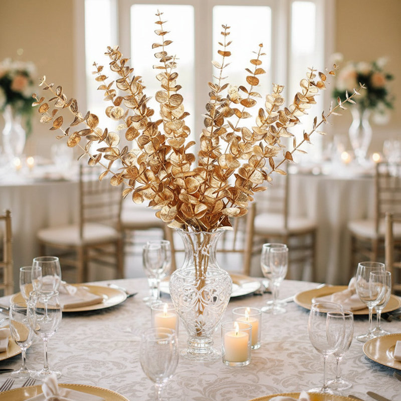 30 pièces d'eucalyptus artificiels tiges de verdure réalistes résistantes aux rayons UV et à l'eucalyptus pour vase, mariage et décoration intérieure