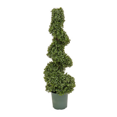 Topiaire en spirale artificielle de 44 pouces, plante en pot réaliste, pot de culture vert