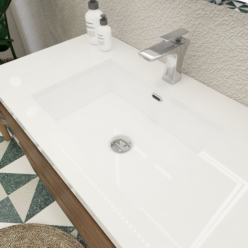 Mableton Single Bathroom Vanity with Wood, Acrylic Top, Rosewood
