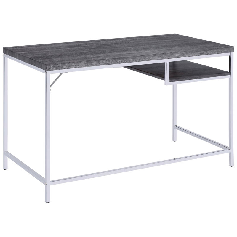 Bureau d'écriture élégant et gris vieilli, bureau d'écriture rectangulaire et élégant avec accents de finition, chic polyvalent