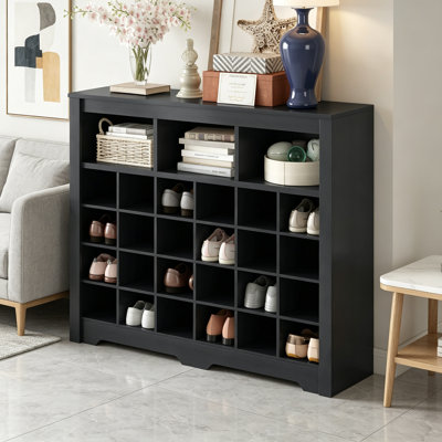 Sleek Design 24 Shoe Cubby Console Modern Shoe Cabinet Versatile Sideboard With Highquality