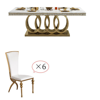 Luxury Modern Marble Rectangular Dining Table Sets