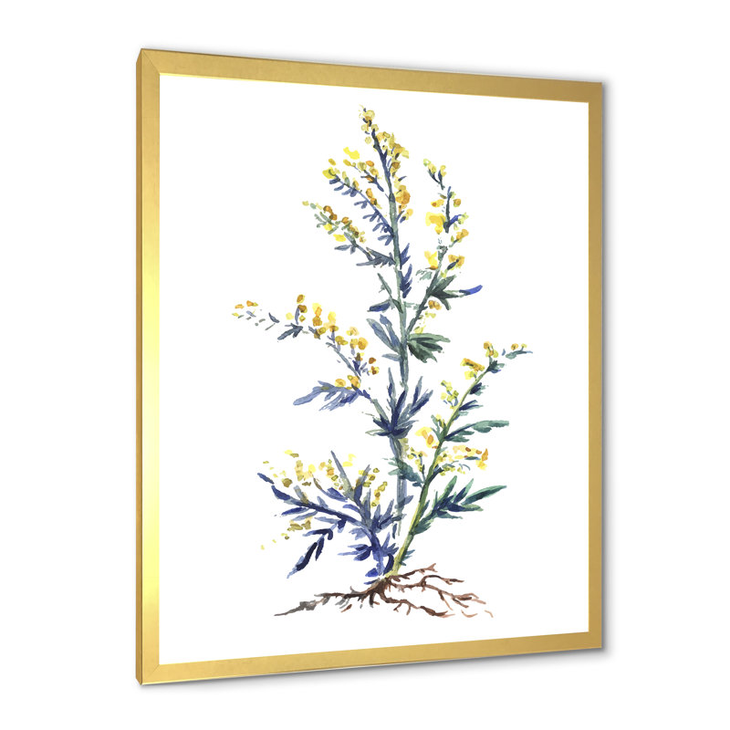 «Blossoming Wormwood Flowers», reproduction d'art sur toile traditionnelle, H 40 po x l 30 po x P 1,5 po, Encadrement doré