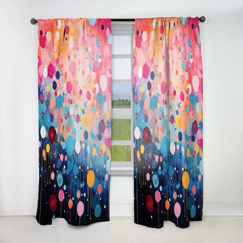 Pop art néon rose et bleu Everiz I - rideau en velours glamour - obscurcissant - 1 panneau, L 52 po x L 108 po
